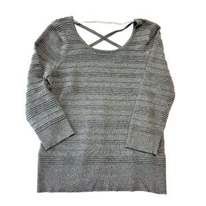 Spense Women’s Gray Textured Sweater Size Large 3/4 Sleeve Pullover Knit